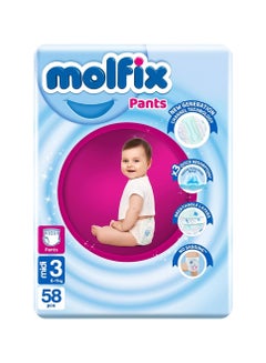Buy 58-Piece Midi Baby Diaper Pants Jumpo Size 3 in Egypt