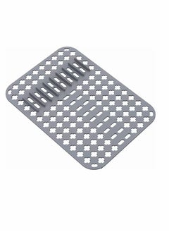 اشتري Dish Drying Mats Gray 15.7 11.4 Kitchen Sink Mat and protector DIY Cuttable Holes Pad Accessory Soft Silicone Non Slip Heat Resistant في السعودية