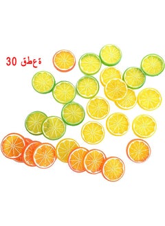 اشتري 30 Pieces Simulation Lemon Slices Plastic Lifelike Fake Fruit Model Artificial Lemon Props For Party Kitchen Wedding Decoration Photography Props, Orange, Green And Yellow في الامارات