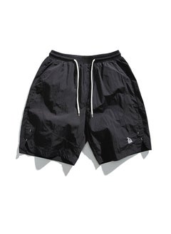 Buy Japanese Drawstring Quick-Dry Shorts Men Casual Embroidered Black in Saudi Arabia