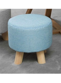 اشتري Modern Home Ottomans Round Stool Small Foot Rest Stool Cotton and Linen Ottomans Padded Seat Change Shoe Bench Vanity Pouffe Chair (Blue) في الامارات