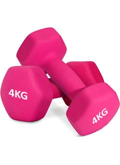 Buy Weightlifting dumbbell made of vinyl, 4 kg, consisting of two pieces Pink in Saudi Arabia