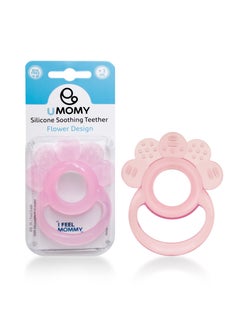 Buy Silicone Baby Teether Toy for Infants 3+ Months, Anti-Drop Silicone Baby Mitten Teether for Soothing Teething Pain Relief, Baby Chew Toys for Sucking Needs, BPA Free, Flower Design, Pink in UAE