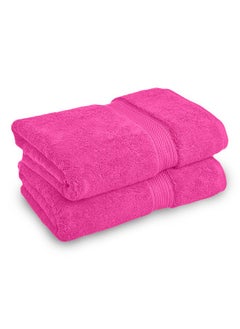 Buy Set of 2 Egyptian cotton towels Fuchsia color in Saudi Arabia