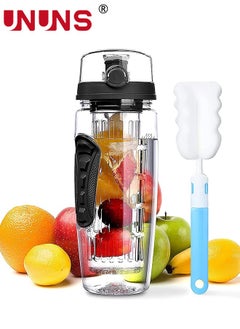 Buy 32oz Capacity Fruit Infuser Water Bottle With Sleeve,BPA-Free Fruit Infuser Water Bottle With Brush,Flip Top Lid Drinking Spout,Leak Proof in UAE