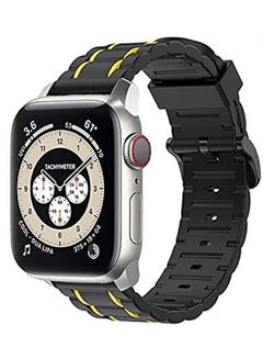 Buy Apple Watch 41mm/40mm/38mm Silicone Wrist Band & Aamazing Comfortable Design -Black/Yellow in Egypt