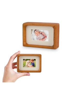 Buy Nature Wood Picture Frame, with Smooth Round, 2x3 picture with opening mat or 3x4 picture without mat, Vertical or Horizontal Display, for Table top for Kids and Baby (Teak) in UAE