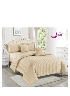 Buy Compact King-sized bedding set with two sides, made of microfiber material, consisting of 6 pieces in Saudi Arabia