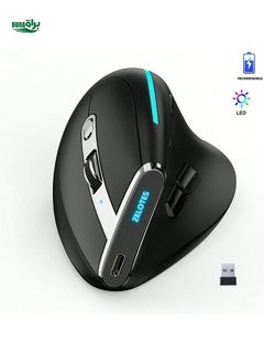 اشتري JOMAA WIRELESS Bluetooth Mouse Vertical Mouse ، 4800 DPI Mouse Mouse 8 أزرار قابلة للبرمجة Mouse 7 RGB Backlight Mores Mouse متوافق مع الكمبيوتر/الكمبيوتر المحمول/سطح المكتب (أسود) في السعودية