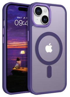 Buy Magnetic Case for iPhone 15, Compatible with MagSafe Shockproof Protection Cover, Translucent Matte Phone Case with Strong Magnet, Slim Case for Apple 15 6.1 Inch (2023)(Purple) in Saudi Arabia