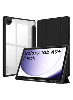 Buy Hybrid Case for Samsung Galaxy Tab A9 Plus 11 Inch 2023 - Shockproof Protective Case with Transparent Hard Shell on the Back for Tablet A9+ SM-X210/X216/X218 (Black) in Egypt