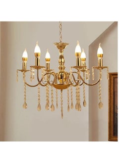اشتري 6 head Crystal Chandelier Pendant Lights Luxury Dining Room Decoration LED Vintage Ceiling Lamp في السعودية