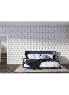 اشتري Floral Navy White And Blue Fabric Wallpaper Covers An Area ​​Up To 4.2Mx3M With Adhesive And Smoothing Tool في مصر