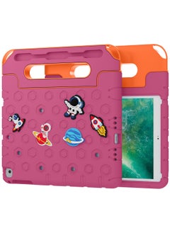 Buy Moxedo Rugged Protective EVA Silicone Kids Case Cover, Shockproof DIY 3D Cartoon Pattern with Pencil Holder, Stand and Handle Grip Compatible for Apple iPad 9.7 inch (Rose Pink) in UAE