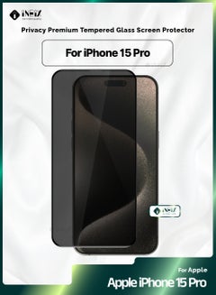 Buy Privacy Premium Tempered Glass Screen Protector For iPhone 15 Pro-Black in Saudi Arabia