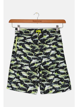 Buy Kids Boy Allover Print Board Shorts, Black Combo in UAE