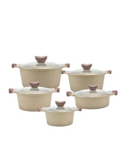 Buy 10-piece pot set beige, 20cm 24cm 24cm 28cm 32cm in Saudi Arabia