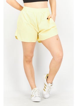 اشتري Women Regular Fit Plain Basic Shorts, Yellow في الامارات