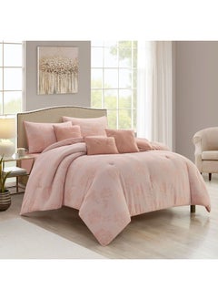 اشتري Allure Feruza 7 -Piece Queen Comforter Set 220X240 Cm Pink في الامارات