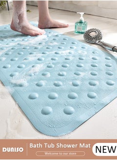 Buy Rubber Mat Anti Slip Bathroom Mat Shower Mat Waterproof Mat Foot Massage Mat With Drain Holes And Suction Cups 40*70cm Bath Mat For Tub, Toilet And Bathroom Floors Blue in UAE