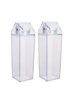 اشتري 2 Pack Milk Carton Water Bottle ，Fun Clear Stylish BPA Free Portable Water Bottle ，Carton Milk Water Bottle For Outdoor Sports Travel Camping Activities في السعودية