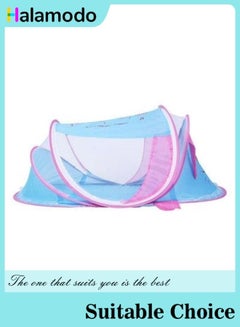 Buy Cartoon Mosquito Net for Baby Mosquito Cover with Folding and Free Installation Design for Cribs or Bedroom Floors or Camping Travel  in Blue in Saudi Arabia