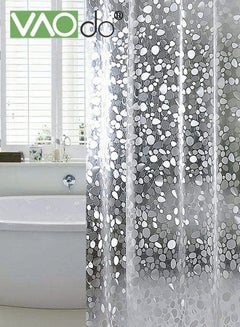 Buy Plastic Waterproof Bath Curtain Long Shower Curtain Liner Mold and Mildew Resistant with 12 Plastic Hooks Clear 180CM*180CM in Saudi Arabia