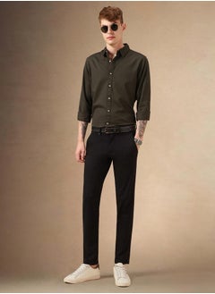 Buy Men's Relaxed Fit Olive Casual Shirt in UAE