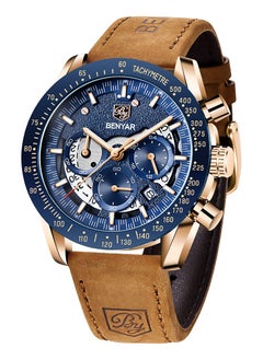 Buy Watches for Men Quartz Watch Leather Waterproof Chronograph Watch 5120 in Saudi Arabia