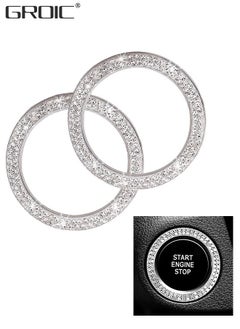 اشتري Bling Car Start to Stop Button Cover Accessories Crystal Push Start Button Lgnition Protective Cover Bling Car Accessories Women Girl Car Decoration Interior في الامارات