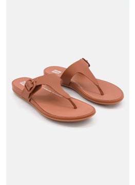 Buy Women Slip On Leather Toe-Post Sandals, Brown in UAE