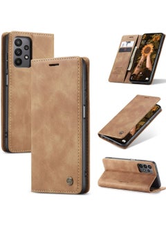 Buy Phone Case Compatible with Samsung Galaxy A23 with Card Holder High-end Retro Leather Shockproof Protective Wallet Case in Saudi Arabia
