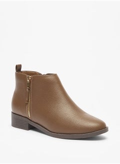 اشتري Women's Textured Ankle Boots with Zip Closure في الامارات