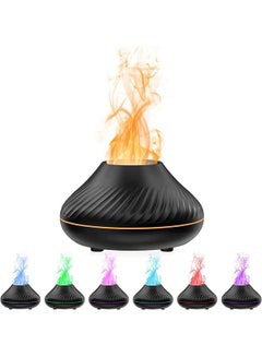 اشتري Essential Oil Diffuser, Aromatherapy Fragrant Diffuser Flame Aroma Infuser for Essential Oils Cool Mist Humidifier 7 Colorful Lights 130ML في السعودية
