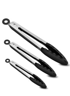 Buy 3 Piece  Kitchen Tongs Barbecue Tongs，Stainless Steel Locking Cooking Tongs with Silicone Tips, Non-Slip Food Tongs for Cooking 7" 9" and 12" in Saudi Arabia