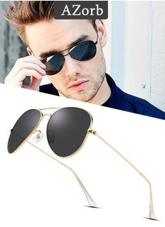 اشتري Polarized Aviator Sunglasses for Men Women Metal Frame Glasses Men's Sunglasses UV400 Protection, Fashion Travel Driving Fishing Glasses for Women Men Gold في السعودية