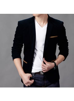 اشتري Autumn and Winter new Korean style business casual small suit mens youth fashion slim corduroy suit urine single WestBlack Black في السعودية