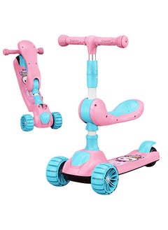 Buy Scooter for Kids,3 Wheel Kid Scooter with Foldable & Height Adjustable Handle for Boy Girl Age 3-14 Year,Lean to Steer,Non-Slip Deck,Scooter for Toddler with LED Light Wheel and Music in UAE