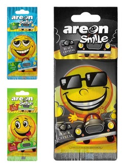 Buy Smile 3 Pcs Hanging Paper Card Air Freshener, Black Crystal, Fresh Air, Tutti Frutti in UAE
