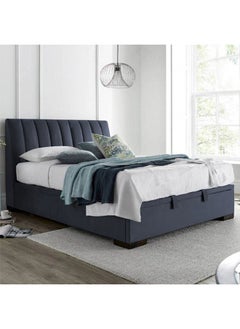 Buy Blven | Wooden Bed Frame Upholstered in Velvet - Dark Grey in Saudi Arabia