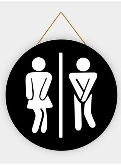 Buy The Earthy House Man & Woman Bathroom Door Wall Hanging | Restroom signs | Bathroom Door Decor | Witty Signs | Funny Signs - Toilet Sign- 20 cm x 20 cm (Black) in UAE