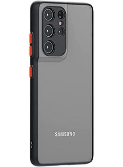 اشتري Soft Touch Transparent Hard Back Cover with Soft Edges And Camera Protector For Samsung S21 Ultra - Clear & Black في مصر