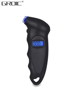 اشتري Digital Tire Pressure Gauge, 150 PSI 4 Settings Stocking Stuffers TPMS Tire Pressure Monitor System for Car Truck Bicycle Backlit LCD Non-Slip Grip Car Accessories, Black في الامارات