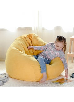 Buy 80*100cmBean Bag Chairs, Giant Bean Bag Chair for Adults, Big Bean Bag Cover Comfy Bean Bag Bed (No Filler, Cover only) Fluffy Lazy Sofa(Yellow) in UAE