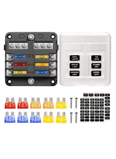 Buy 6 Way Blade Fuse Block - 12V Waterproof Fuse Box Holder with LED Indicator, 6 Circuit Negative Bus for Automotive, Truck, Boat, Marine, RV, Van in UAE