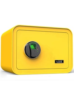 Buy Safe Box with Biometric Fingerprint Lock, A4 Document Size Safety Deposit Box for Home Office Shop (35x28x25cm) Yellow in UAE