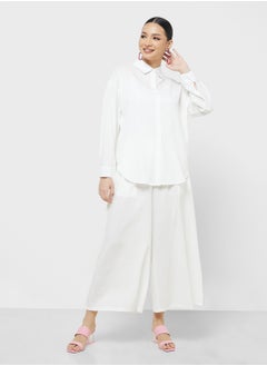 Buy Button Down Shirt & Wide Leg Pant Set in UAE