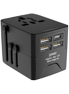 Buy Universal Travel Power Adapter, International Charger with 3 USB Ports and 1Type-C Wall Charger and Worldwide AC Outlet for Europe USA UK AUS Asia in Saudi Arabia