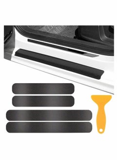 Buy 4 Pcs Door Sill Protector Carbon Fiber Car Door Guard Bumper Protection Scraper Strip Anti Scratch Scuff Sticker, 3D Carbon Fiber Car Stickers, for Car SUV Pickup Truck in UAE