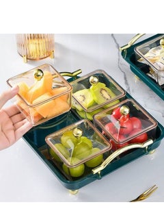  Shopwithgreen Divided Serving Tray with Lid, Removable Divided  Platter Food Storage Containers with 4 Compartment for Christmas Party,  Veggies, Snack, Fruit, Nuts, Candy, Cracker, Chip : Home & Kitchen